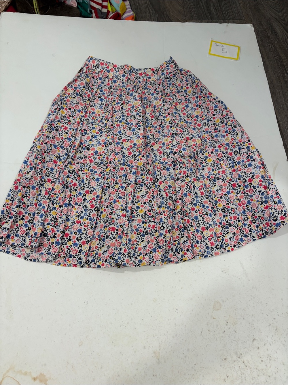 Tea Collection Floral Pleated Girls Skirt in Pink Navy Yellow